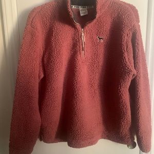Pink Sherpa half zip in size Large